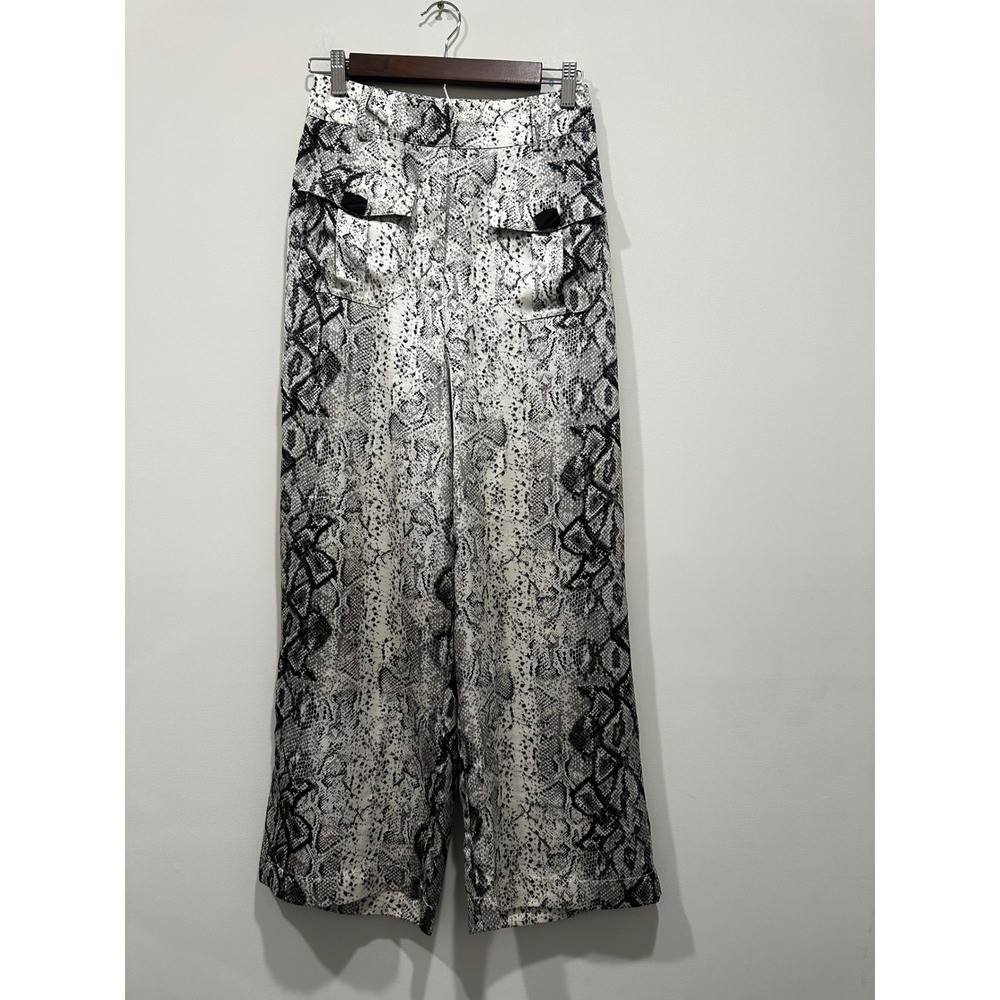 Moon River Snakeskin Print Wide Leg Cargo Pants Gray Black Size S